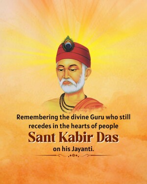 Portrait of Sant Kabir Das with a quote on his Jayanti