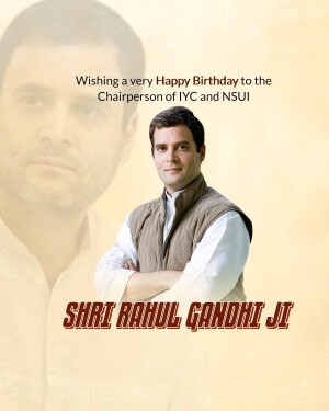 Portrait of Rahul Gandhi with birthday greetings