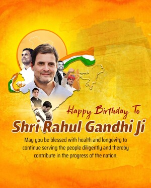 Birthday greeting for Rahul Gandhi with Indian flag and map