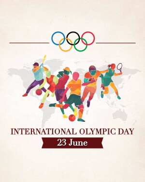 Illustration of athletes participating in various Olympic sports with the Olympic rings and a world map background.