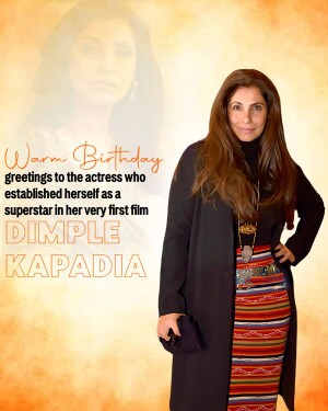 Portrait of Dimple Kapadia with birthday wishes