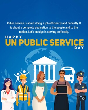 Illustration celebrating UN Public Service Day with diverse public workers.
