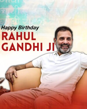 Portrait of Rahul Gandhi with birthday greetings