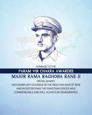 Portrait of Major Rama Raghoba Rane with tribute text