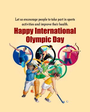 Illustration celebrating International Olympic Day with various sports figures.