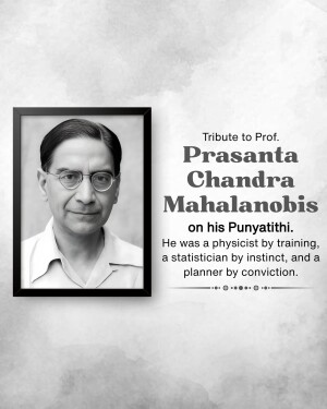 Black and white portrait of Professor Prasanta Chandra Mahalanobis