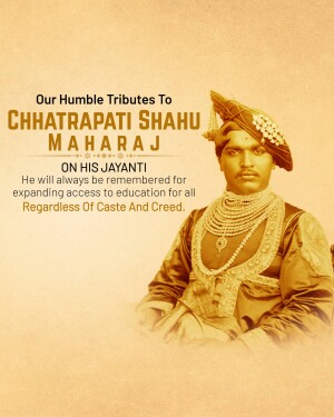 Portrait of Chhatrapati Shahu Maharaj with tribute text