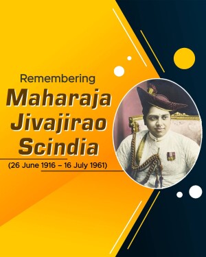 Portrait of Maharaja Jivajirao Scindia with dates of birth and death