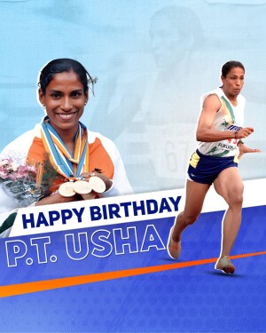 Image of P.T. Usha, Indian track and field athlete, celebrating her birthday.
