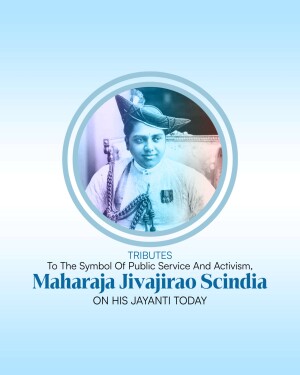 Portrait of Maharaja Jivajirao Scindia with tribute text