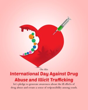 Illustration depicting a heart with a syringe piercing it, symbolizing the dangers of drug abuse.