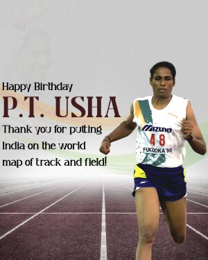 Image of P.T. Usha, Indian track and field athlete, in action.