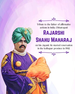 Portrait of Rajashri Shahu Maharaj with a traditional turban and shawl