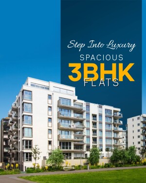 Modern apartment building with 3BHK flats for sale