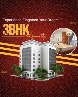 Modern 3BHK apartment building with interior view