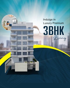 Modern apartment building with 3BHK living spaces