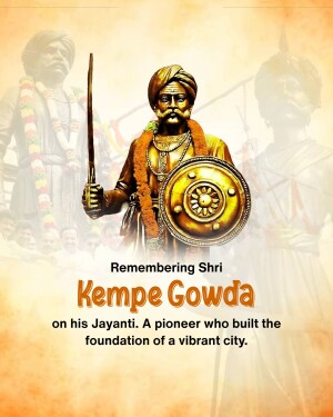 Portrait of Kempe Gowda, a historical figure from Karnataka, India
