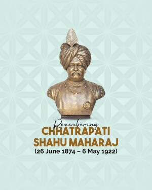Bronze bust of Chhatrapati Shahuji Maharaj with dates of birth and death