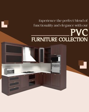 Modern kitchen with dark brown PVC furniture and white countertops