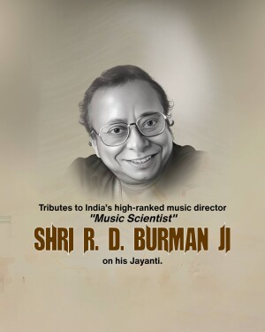 Portrait of R.D. Burman with tribute text
