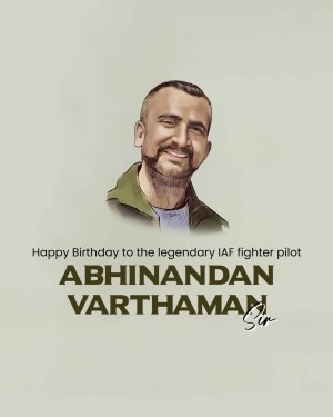 Digital portrait of Abhinandan Varthaman with birthday wishes