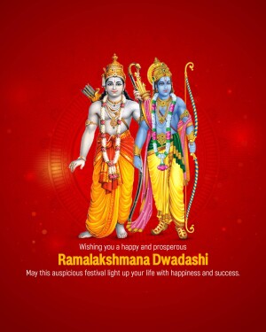 Illustration of Lord Rama and Lakshmana with festive greetings