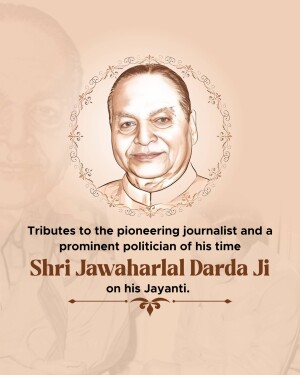 Portrait of Shri Jawaharlal Darda Ji with tribute text