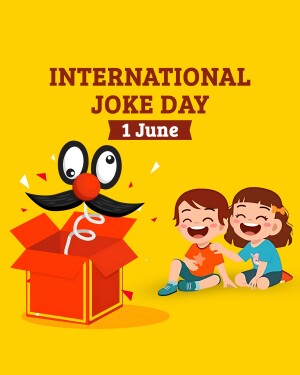 Illustration for International Joke Day featuring a jack-in-the-box and laughing children.
