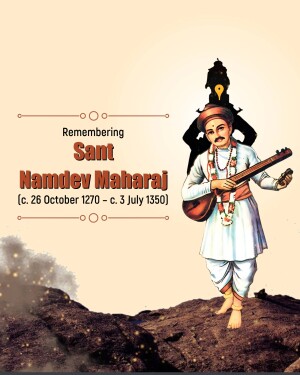 Portrait of Sant Namdev Maharaj with a traditional musical instrument