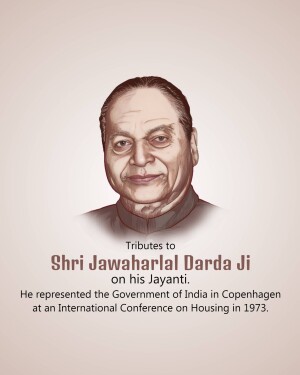 Portrait of Shri Jawaharlal Darda Ji with tribute text
