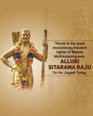 Statue of Alluri Sitarama Raju with floral garland