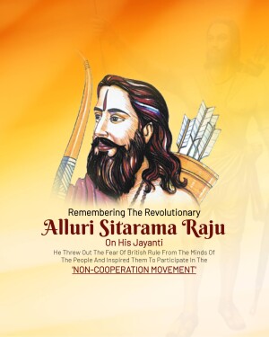 Portrait of Alluri Sitarama Raju with text commemorating his birth anniversary