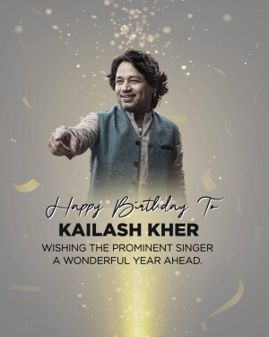 Portrait of Kailash Kher with birthday wishes