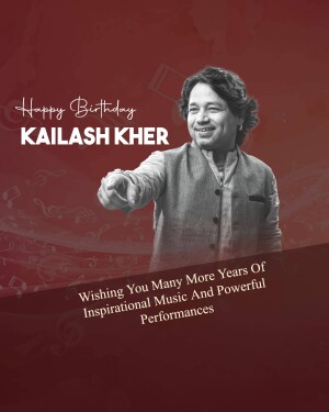 Portrait of Kailash Kher with birthday wishes