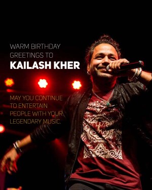 Kailash Kher singing into a microphone with birthday greetings