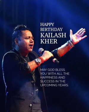 Kailash Kher singing into a microphone with birthday greetings