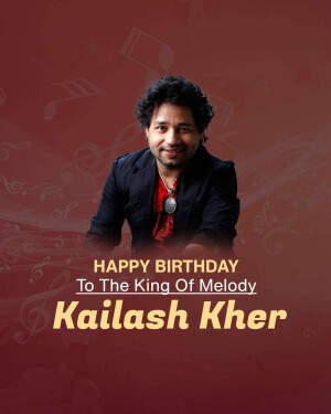 Portrait of Kailash Kher with birthday wishes