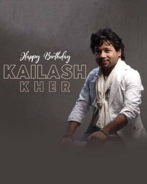 Portrait of Kailash Kher with birthday wishes
