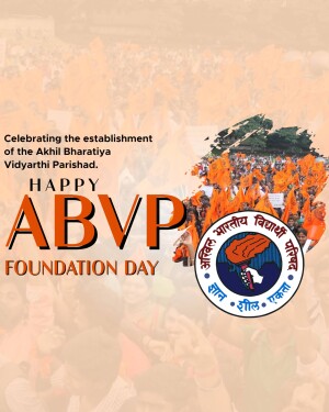 ABVP Foundation Day poster with logo and crowd