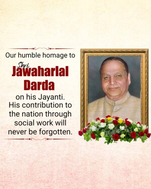 Portrait of Jawaharlal Darda with floral tribute