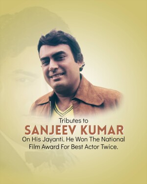 Portrait of Sanjeev Kumar with tribute text