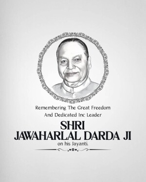 Portrait of Shri Jawaharlal Darda Ji with text commemorating his Jayanti