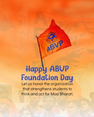 ABVP flag waving with Foundation Day message