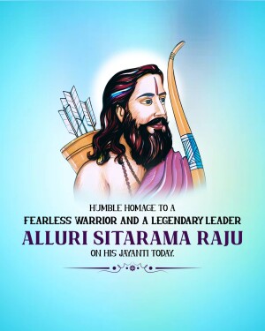 Portrait of Alluri Sitarama Raju with text commemorating his Jayanti