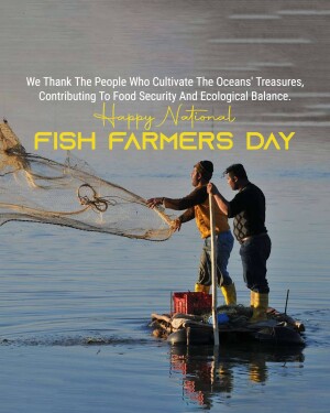 Two fish farmers working on a boat with nets, celebrating National Fish Farmers Day.