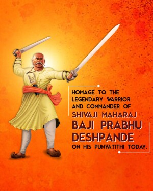 Portrait of Bajiprabhu Deshpande with swords, commemorating his Punyatithi.