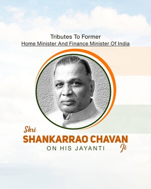 Portrait of Shankarrao Chavan with Indian flag background