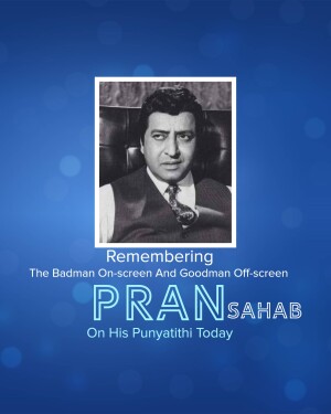 Black and white portrait of Pran, a legendary Indian actor