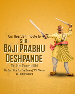 Portrait of Bajiprabhu Deshpande with swords, commemorating his Punyatithi.