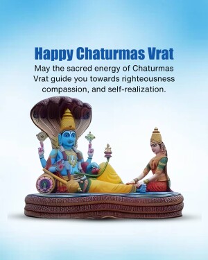 Image depicting Lord Vishnu resting on Sheshnag with a devotee, celebrating Chaturmas Vrat.